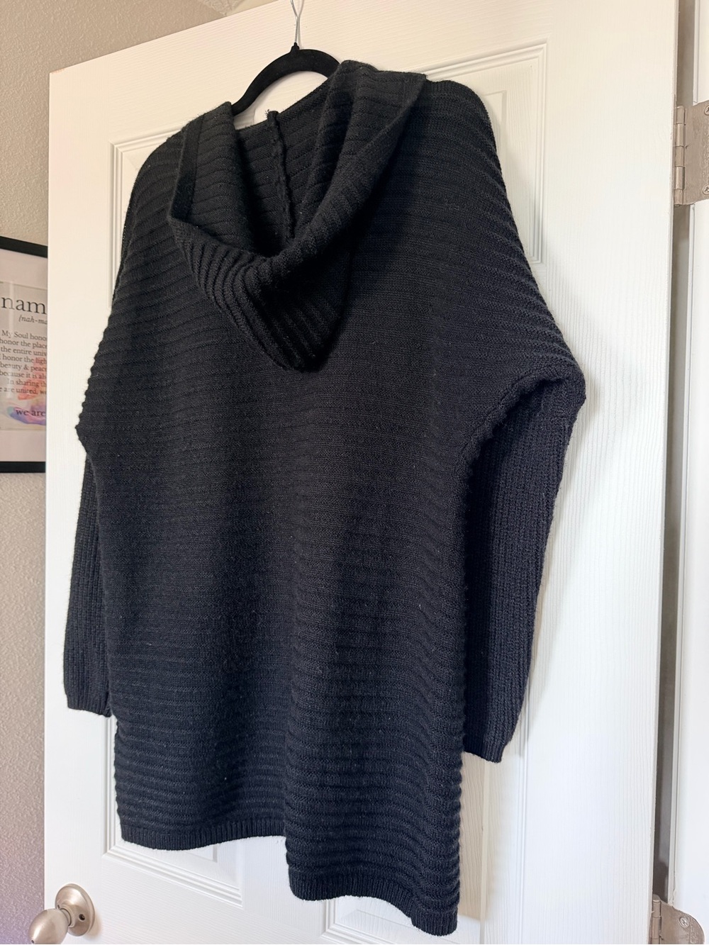 Cozy Black Hooded Knit Sweater - Picture 3 of 6